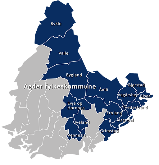 Kart over IKT Agders medlemmer